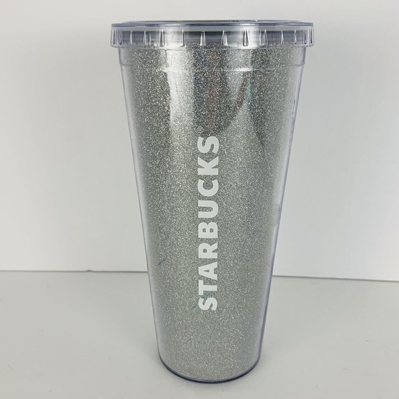 Starbucks 2018 Iced Coffee Venti SILVER GLITTER tumbler NO STRAW T11 - Picture 2 of 5